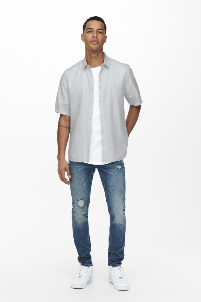 ONSCAIDEN SS SOLID LINEN SHIRT NOOS 22009885 CASHMERE BLUE